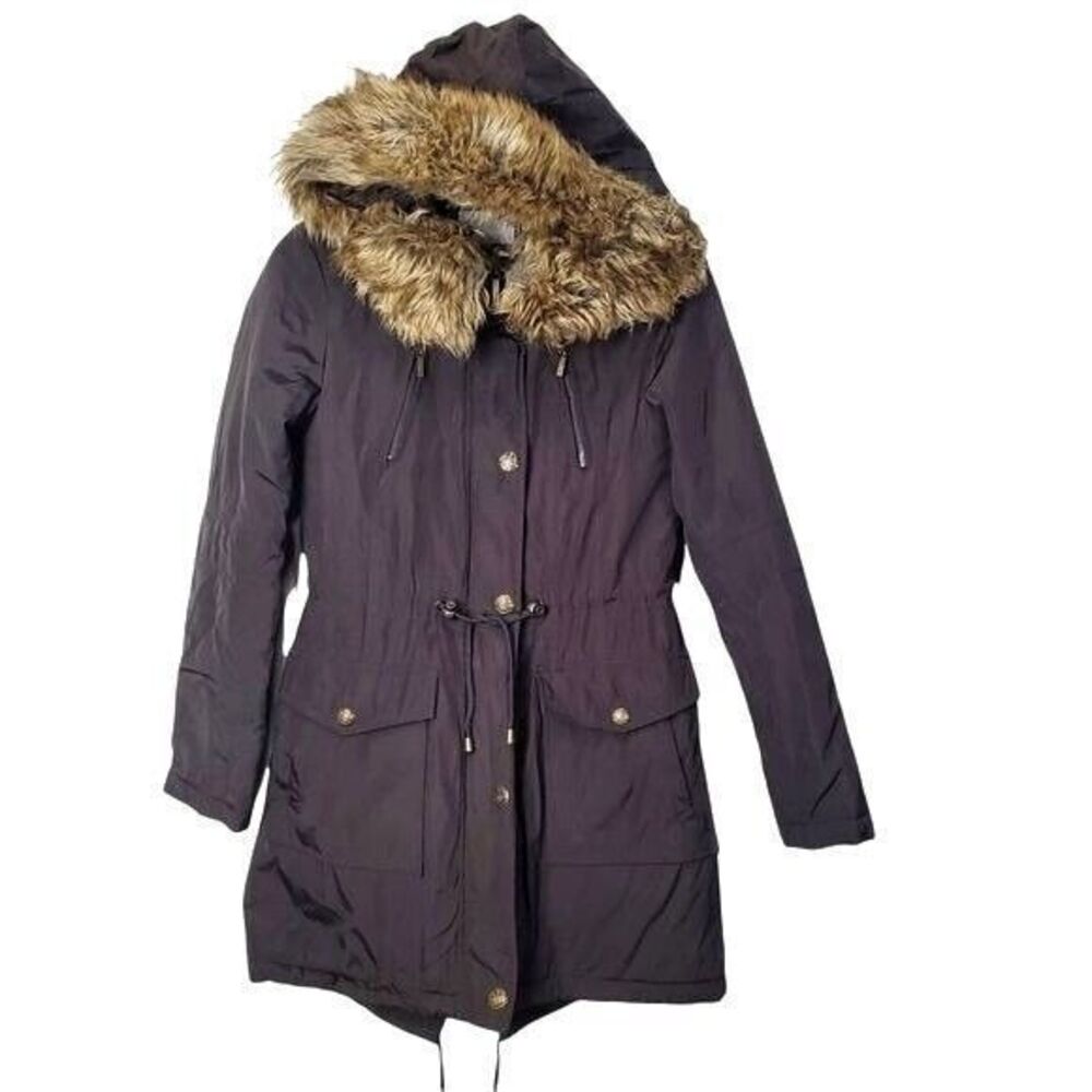 Laundry by Shelli Segal Faux Fur Hooded Parka Coat Winter Warm Womens Size XS